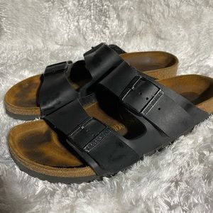 Black two strap Birkenstock’s